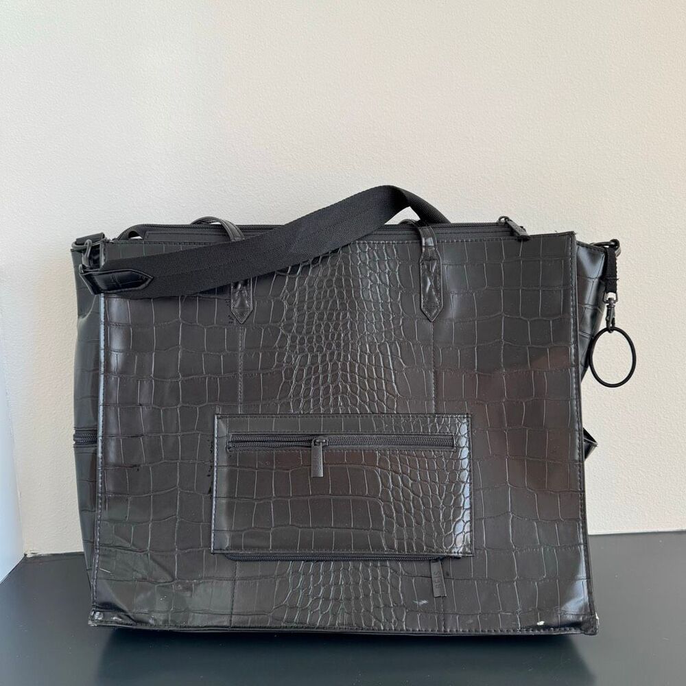 BEIS Large Work Tote Black Crocodile 14.5” x 11” Vegan Leather Zip Closure - Picture 6 of 15